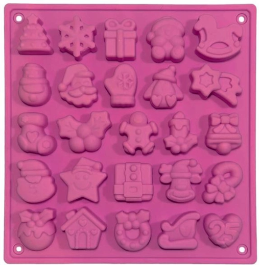Siliconen kerstbakvorm voor koekjes, roze, 25 stuks