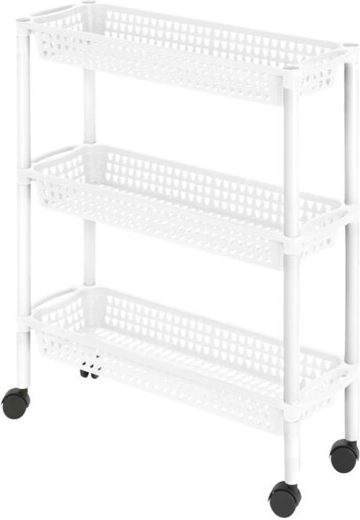 Heidrun kunststof rek op wieltjes met 3 mandjes 60 × 18 × 61 cm (mix kleuren)