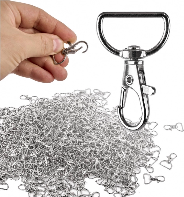 Mousquetons pivotants en métal forme poisson 3,7 × 2 cm, argentés – 500 pcs