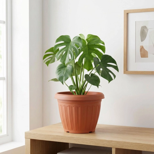 Plastic bloempot in terracottakleur, 25 cm