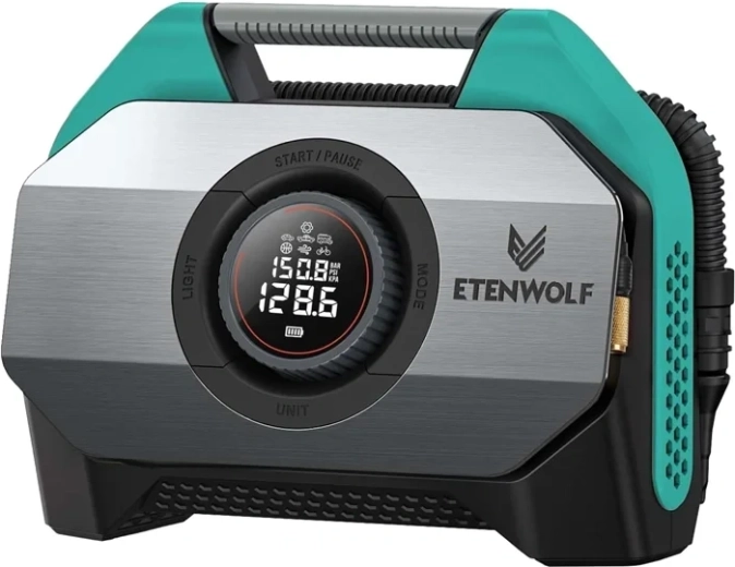 Compresseur automobile Etenwolf S6 avec powerbank de 19 200 mAh, 11,03 bar, bleu