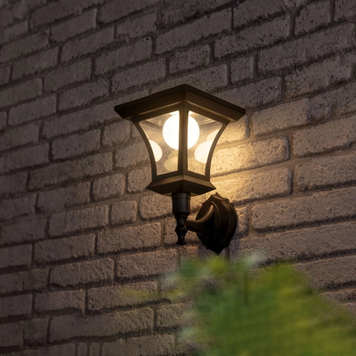 Zonne-LED-wandlamp 21 × 21 cm, 8 LED's, zwart, warm wit