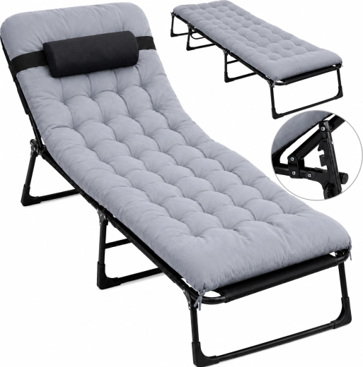 Folding camping bed Premium 200 × 68 cm black-grey