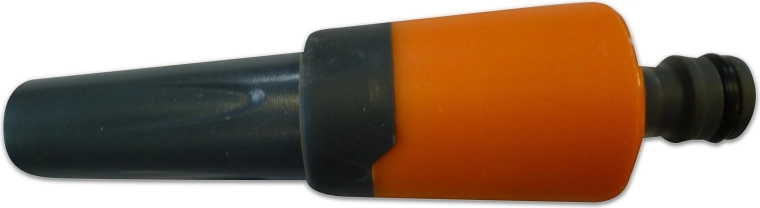 Spray nozzle for garden hose, orange-black