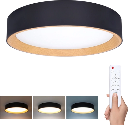 Solight LED plafond- en wandlamp Larios Black met afstandsbediening