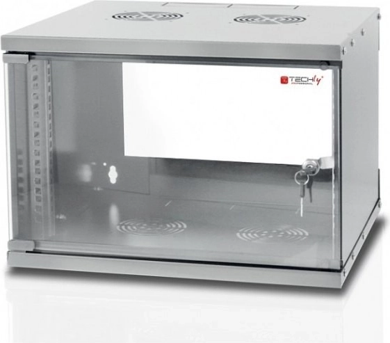 Hanging Cabinet Techly 19 inches 6U/320mm with Glass Doors, Gray