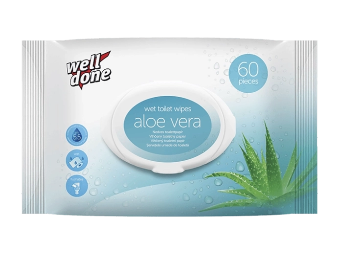 Well Done vochtig toiletpapier Aloe Vera 60 stuks