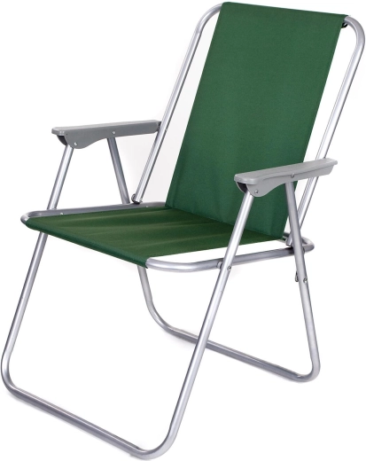 Chaise de jardin pliante en métal avec assise textile verte