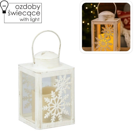 Lampion de Noël avec bougie LED 10 × 10 × 17 cm - 1 pièce
