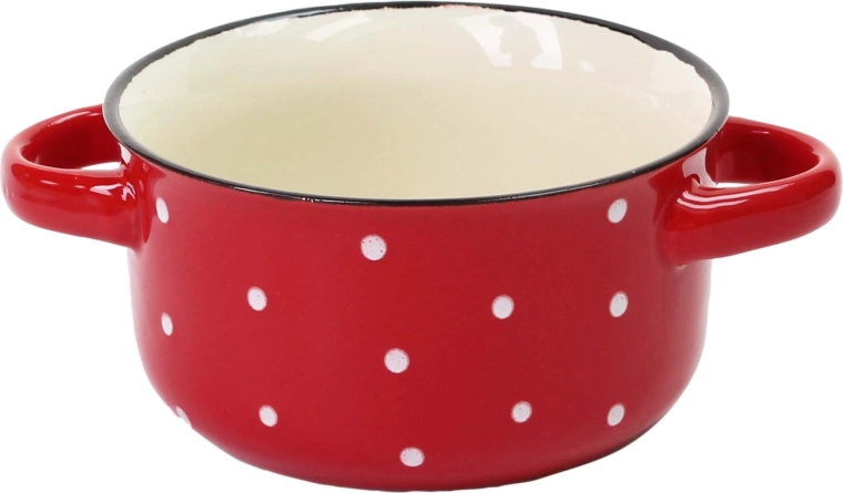 Bol en céramique rouge à pois blancs 580 ml