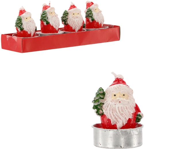 Ensemble de bougies de Noël décoratives avec motif de Saint-Nicolas et sapin, 4 pcs