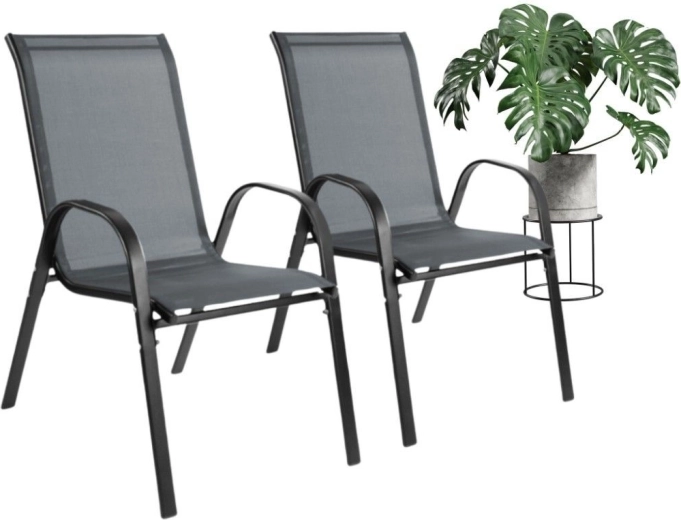 Set van 2 moderne metalen tuinstoelen grafiet