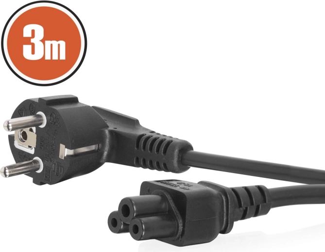 Mains Power Cable for Laptop IEC C5, 3 m
