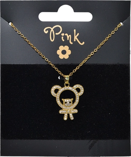 Chaîne plaquée or avec pendentif ourson incrusté de cristaux