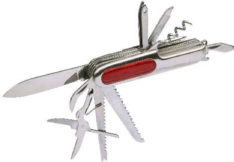 Couteau multifonction de poche en acier inoxydable avec manche en bois, 11 fonctions