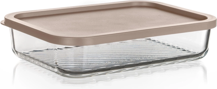 Glasbehälter WAVE 1,05 l mit luftdichtem Latte-Deckel, rechteckig