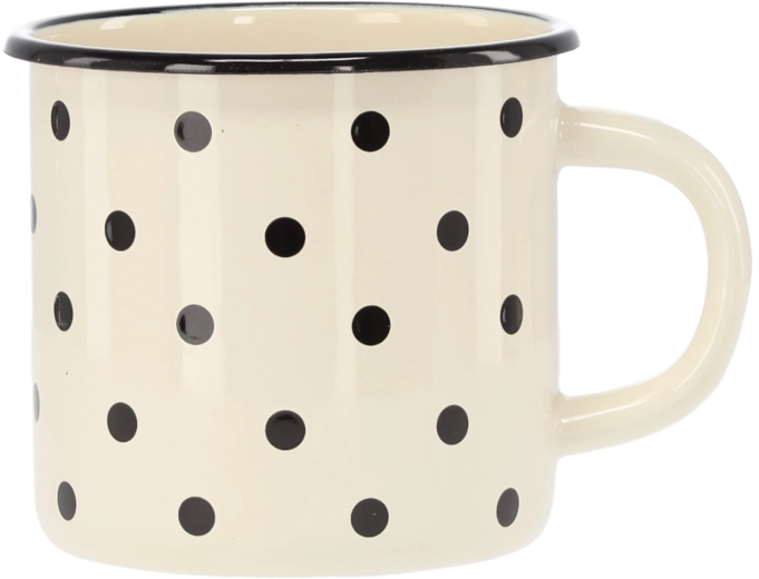 Mug émaillé 1 l blanc à pois, diamètre 11 cm