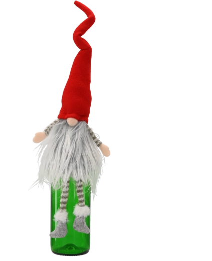 Weihnachtlicher dekorativer Wichtel – Flaschenüberzug für Wein
