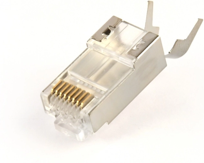 Shielded pass-through modular connector RJ45 Cat7, gold-plated 15 µ, 10 pcs