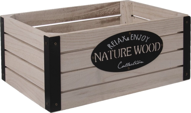 Rustic wood-and-metal storage crate 31 × 21 × 13 cm