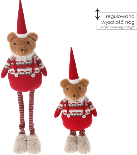 Christmas plush bear with adjustable legs red - 1 piece