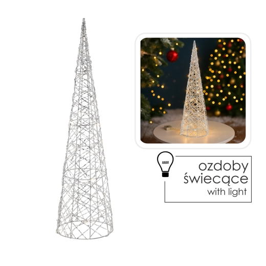 Silver conical LED tree 60 cm with timer