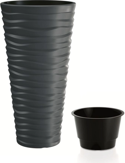 Blumentopf Prosperplast Sand Slim Anthrazit 75 cm mit Einsatz