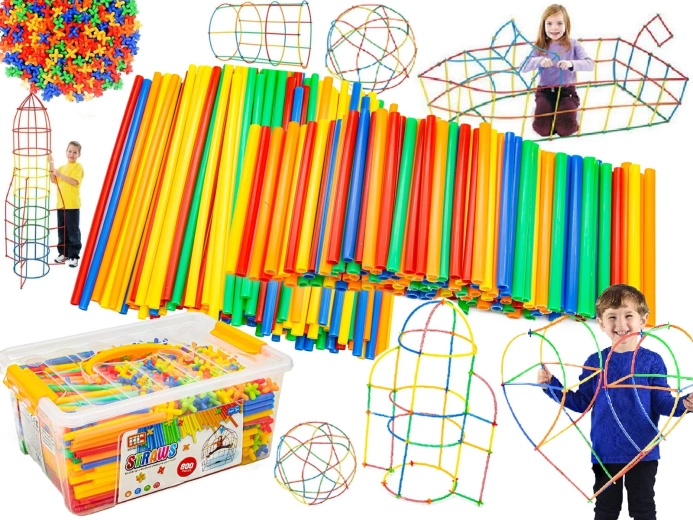 Construction straws and connectors in a case, approx. 800 pieces