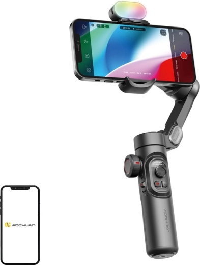 Aochuan Smart XE 3-axis smartphone stabilizer with RGB light, black