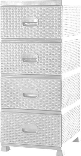 Commode en plastique Rattan à 4 tiroirs blanche