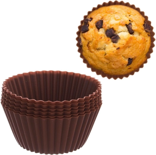 Moules à muffins en silicone marron 5,5 cm, lot de 6 ORION