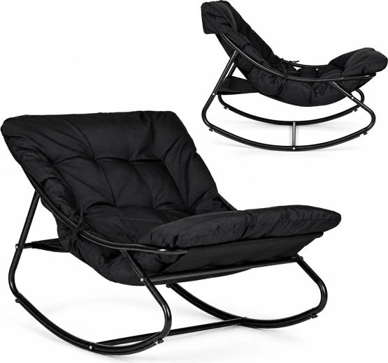 MultiGarden Black Garden Swing Lounger with Cushion