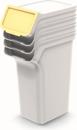 Set of Stackable Recycling Bins 4×25 L – Ash Grey