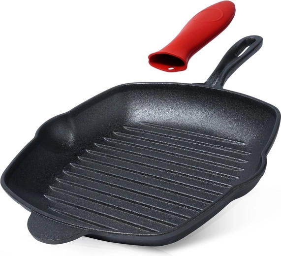 Cast iron grill pan with silicone sleeve CAST LINE 28 × 28 cm