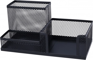 Office desk organizer for stationery, black wire, set 20.3 × 10.4 × 9.5 cm