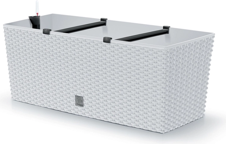 Jardinière en rotin auto-irrigante 50 cm blanche