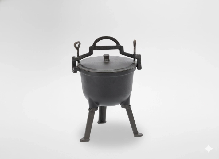 Eiserner Jagdkessel 5 l für offenes Feuer mit Deckel und Beinen