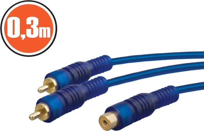 RCA splitter cable 0.3 m blue