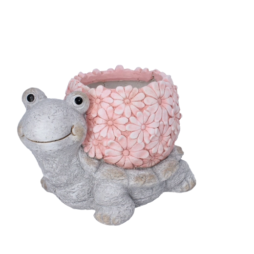Garden flower pot turtle pink plastic decorative