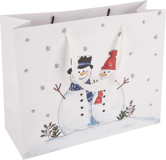 Sac cadeau en papier motif bonhomme de neige 32 × 12 × 26 cm