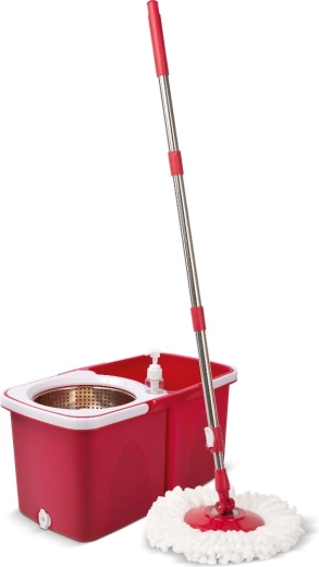 Lamart Clean roterende mop met wringer en opvouwbare emmer van 10 l