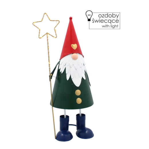 Lutin en métal avec étoile LED – décoration de Noël