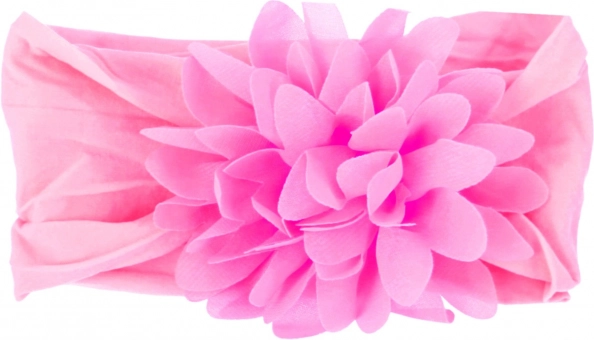 Children's headband with flower - pink, wide