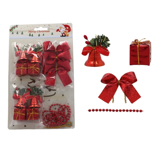 Set de décorations de Noël rouges, 72 pièces