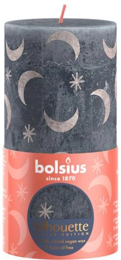 Bougie rustique 130 × 68 mm bleu ardoise