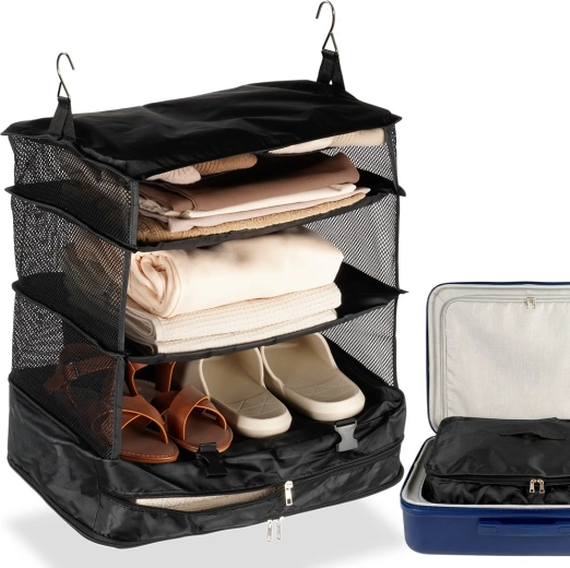 Vilde hanging travel suitcase organizer with 4 shelves