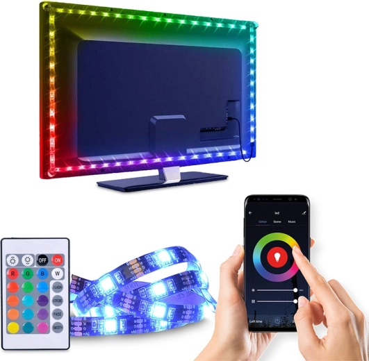 Solight slimme LED Wi‑Fi RGB-strip voor tv-achtergrondverlichting 4 × 50 cm USB