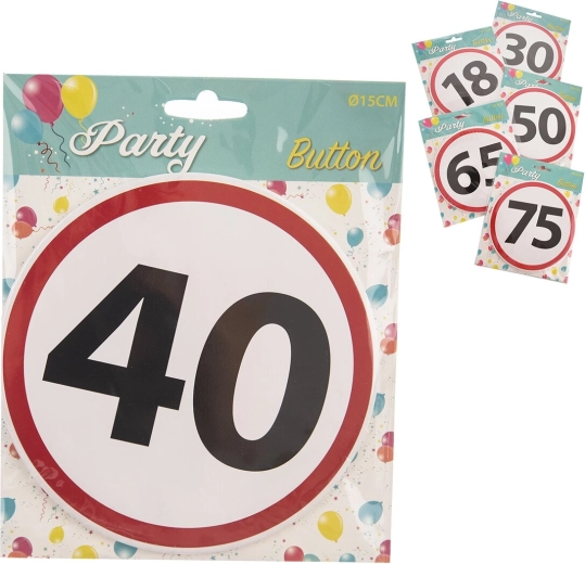 Birthday badge with number (PP), diameter 15 cm (mix of 6 variants)