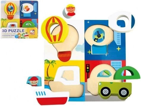 Bino wooden peg-in transport puzzle 13 pieces 3D