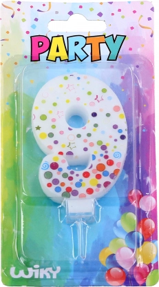 Partykaars cijfer 9 met stippen